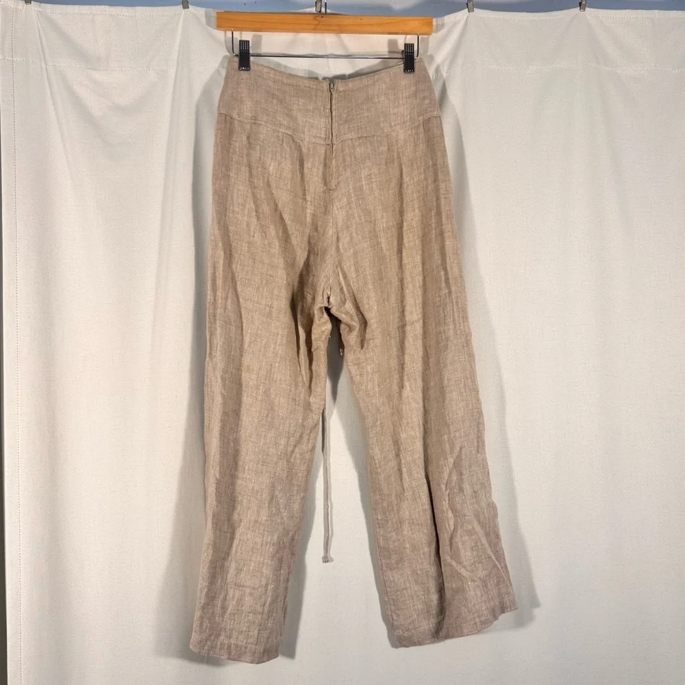 Reformation Early 2000s Lace Up Linen Wide Leg Pants